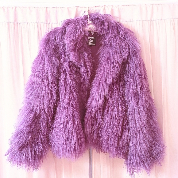 Vintage Jackets & Blazers - Purple Mongolian lamb coat